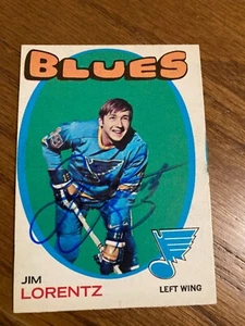St. Louis Blues Jim Lorentz signed 1971-72 OPC Karte - Bild 1 von 2
