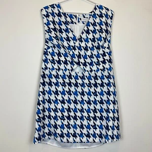 Finders Keepers Size 12 White/Blue Sleeveless Lined Dress with Back Zipper - Picture 1 of 3