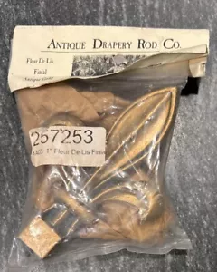 Antique Drapery Rod Co. Finials Set 1” Fleur De Lis Antique Gold NEW - Picture 1 of 3