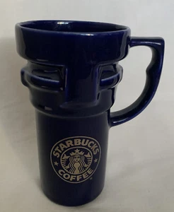 Vintage Starbuck Ceramic Cobalt Blue Travel Coffee Tea Tumbler Cup MUG 12oz - Picture 1 of 7