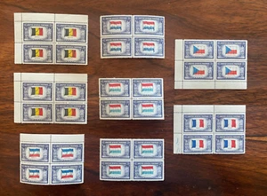 #910,913,915,917, 914(2),912(2),OVER RUN NATIONS, WWII, 8 BLOCKS OF 4, FREE SHIP - Picture 1 of 1