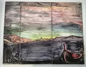 Table of 6 tiles Hand-painted crafts by unknown author 15 x 12inch - Picture 1 of 9