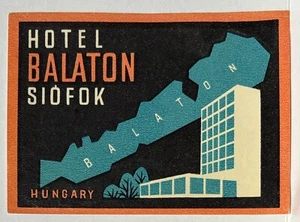 HOTEL BALATON SIOFOK HUNGARY~VINTAGE ABSTRACT DESIGN LUGGAGE LABEL - Picture 1 of 2