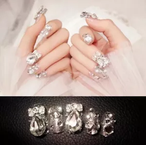 Lot 10 Pcs Nail Sets Wholesale Short Diamond Press On Nails - Picture 1 of 3