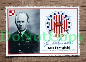 WW2: F/Lt JAN KOWALSKI 303 Sqn Polish fighter pilot autographcard + bio - Picture 1 of 2