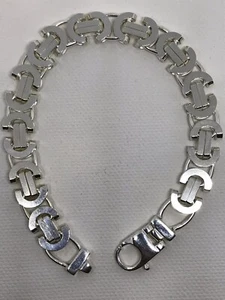 925 Genuine Sterling Silver Mens 11mm Heavy Byzantine Link Bracelet 8.5" - Picture 1 of 10