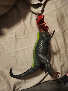 Vintage zweiköpfiger Monsterdrache Godzilla 8" rot & grün Spielzeugfigur Kunststoff  - Bild 1 von 4