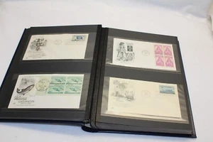 BLACK 64 Page Hardcover First Day Cover Stock Book, BLACK Pages 2 Pockets / Page - Picture 1 of 8