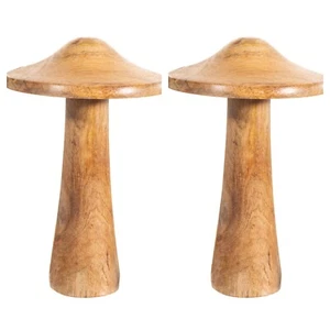 2 natural woodland mushroom ornament Sass& Belle 20 cm wood wooden gift - Picture 1 of 1