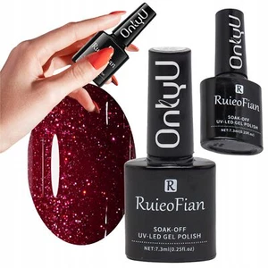 GLITZERNDER BURGUNDERFARBENER HYBRID-NAGELLACK UV/L123 - Bild 1 von 12