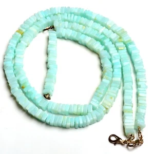 Natural Peru Opal Gem 5.5 mm Size Smooth Square Heishi Beads Necklace 16.5" - Picture 1 of 5