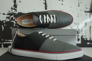 NEW THOM BROWNE color-block pebble grain leather trainers | EU 45 | MSRP $590