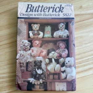 Patrón de costura de oso de peluche Butterick 5822 para manualidades y decoración del hogar - Imagen 1 de 3
