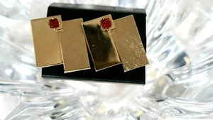 Vintage Swank cuff links gold tone with red stones  - Picture 1 of 6