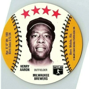 1976 Aaron Hank Isaly's Discs Hof Milwaukee Baseball Sweet William Brewers Ex - Bild 1 von 12