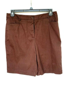 Kim Rogers Shorts Womens Size 14 Brown Flat Front Stretch Bermuda - Picture 1 of 4