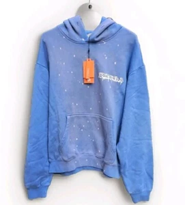Felpa con cappuccio YoungLA GRAFFITI taglia Med blu lavaggio splatter nuova con etichetta streetware unisex oversize - Foto 1 di 20