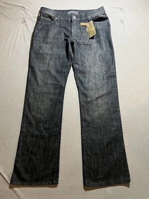 Robin's Jeans Mens 36x34 Black Dark Wash Straight Pocketed Belted Zip Button New - Image 1 of 4