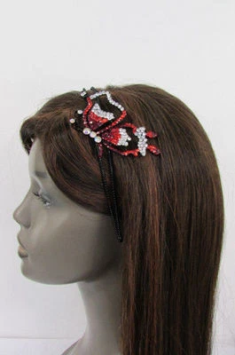 Mujer Moda Diadema Grande Mariposa Plateada Rojo Azul Bling Banda para el Pelo Animal Foto 1 de 4
