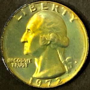 1972 - D WASHINGTON QUARTER - EAGLE BACK - MS BU - SCHÖN GETÖNT - 2 - Bild 1 von 2
