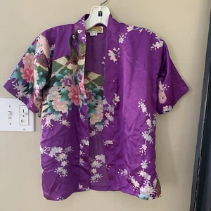 Oriental Village children’s S 100% silk Purple kimono robe Top - Picture 1 of 11