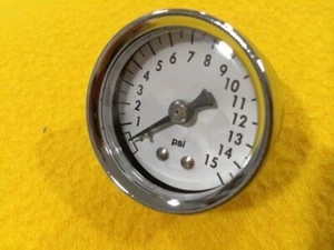 TFI 66081 Fuel pressure gauge 15 PSi for Carb 40mm 1.5" Chrome White - Picture 1 of 3