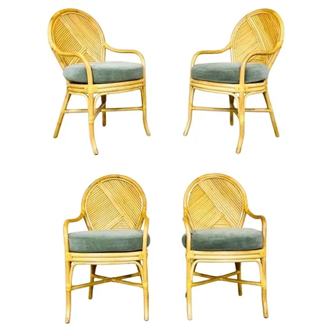 4 X-Base Ficks Reed Style Pencil Reed Klismos Bamboo Dining or Game Chairs Cover