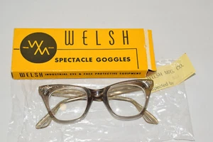Vtg Welsh 2744 Smoke Spectacle Goggles Unibridge Safety Glasses MFG 5-1/2" WM - Picture 1 of 11