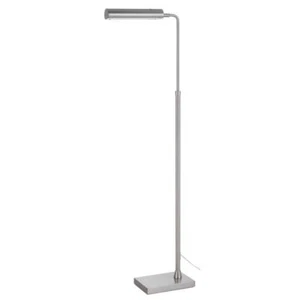 Cal Floor Lamp Brushed Steel Metal Pharmacy Shade 1Way(On/Off) Plugin Silver Led - Picture 1 of 2