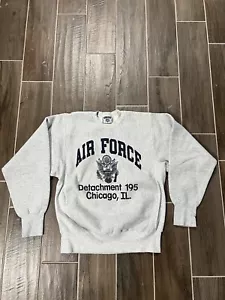 Suéter Vintage Fuerza Aérea Destacamento 195 Gris Talla M HECHO EN EE. UU. - Imagen 1 de 5