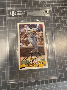 1992 BARRY BONDS PITTSBURGH PIRATES SIGNED PHOTO POSTCARD BECKETT SLABBED - Picture 1 of 3