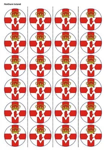 24X VORGESCHNITTEN NORDIRLAND FUSSBALL FLAGGE ESSBARES PAPIER, TORTENAUFLEGER 1216 - Bild 1 von 1