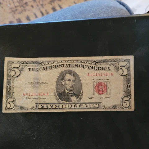 red seal 5 dollar bill rare serial number Cover