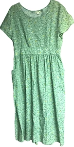 A.N.A. Large Julie Floral Sage NWT Short Sleeve Midi Cut Out Back Dress - Picture 1 of 11