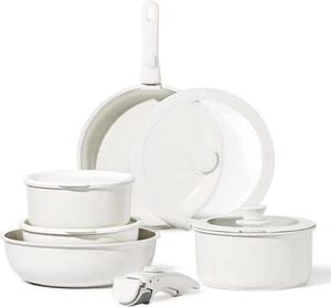 11pcs Non Stick Pots Pans Set Detachable Handle Induction Ready Oven Safe - Picture 1 of 6