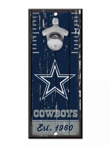 Dallas Cowboys Wooden Wall Mounted Bottle Opener - Picture 1 of 1
