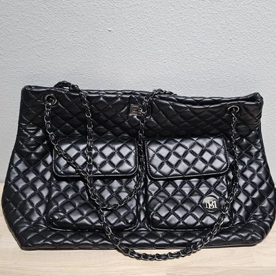 BADGLEY MISCHKA Diana Large Faux Leather Tote Weekender Travel Bag black - Image 1 of 4