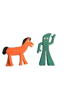 Juego de mini figuras flexibles de 3 pulgadas Gumby & Pokey vintage usadas - Imagen 1 de 9