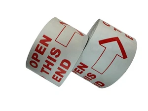 2x4 (Wh/Red) Open This End Labels Arrow Shipping Peel & Stick (2) RLS of 500 EA - Picture 1 of 4