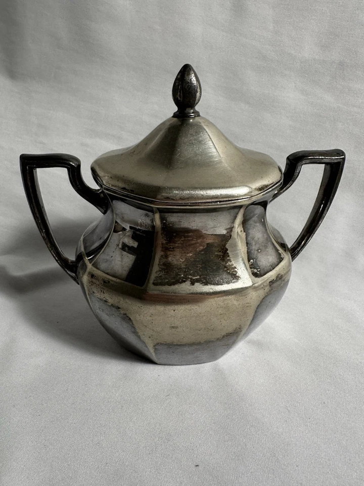 Plato comunitario Oneida vintage azucarero con tapa - plateado 6902 Art Deco Foto 1 de 3