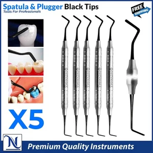 X5 Dental Composite Filling Instruments Spatula & Plugger Black Color Tips - Picture 1 of 4