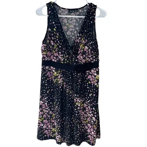 Y2K Apt. 9 Floral Faux Wrap Dress Rosette Empire Waist Stretchy Petite M - Picture 1 of 7