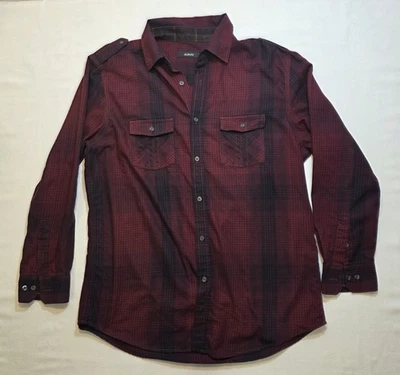 Alfani Men's Black & Red Plaid Lightweight Flannel Button Up Shirt. Size L - Image 1 of 4
