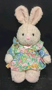 Peluche coniglietto coniglietto in tessuto Terry 1994 vintage in abito primaverile 12" - Foto 1 di 6