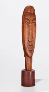 Nimo Mocharniuk Russian Carved Wood Sculpture Male Face 20" Vintage - Picture 1 of 4