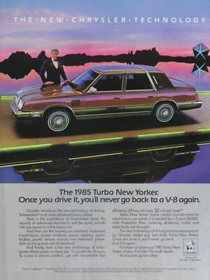 1985 Chrysler Turbo  New Yorker  Vintage Original Print Ad 8.5 x 11" - Image 1 of 4