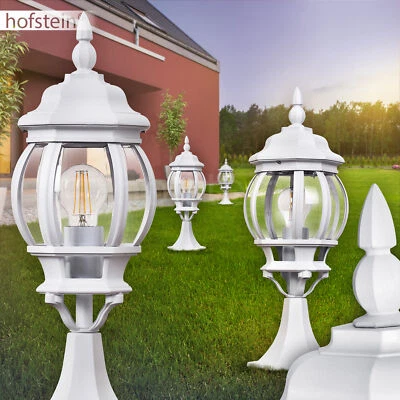 klassische Laterne Wege Lampe Leuchte weiß Außen Steh Sockel Garten Beleuchtung - Bild 1 von 3