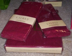 Ralph Lauren Basketweave Scheune rot 60" x 144" TISCHDECKE & 8 SERVIETTEN SET NEU - Bild 1 von 1