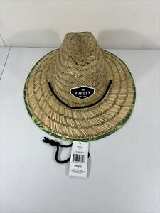 Hurley Leisure Straw Lifeguard Hat NWT ONE SIZE FITS ALL Green Yellow Brim