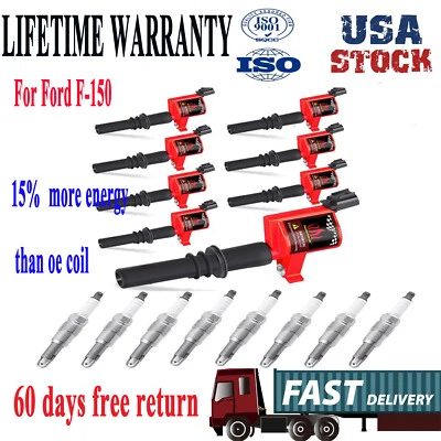 Paquete de 8 bobinas de encendido y bujías de platino DG511 para Ford F150 5,4 L 2004-2008 Foto 1 de 4